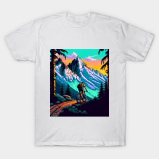 riding bike in the forest and mountains T-Shirt